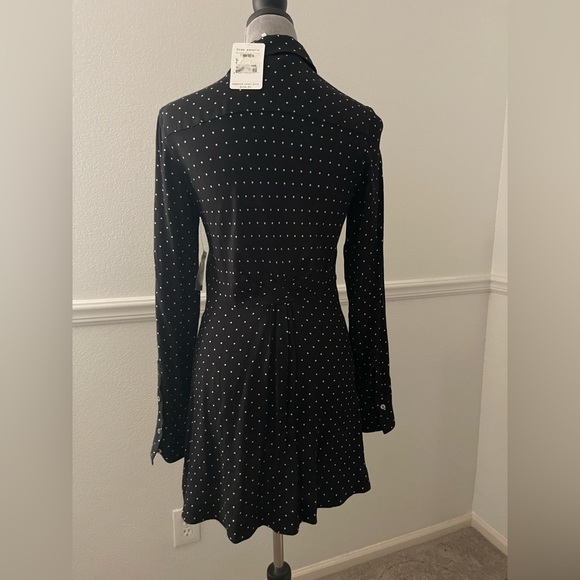 New Free People This Town Black Polka Dot Shirt Dress - Picture 5 of 7